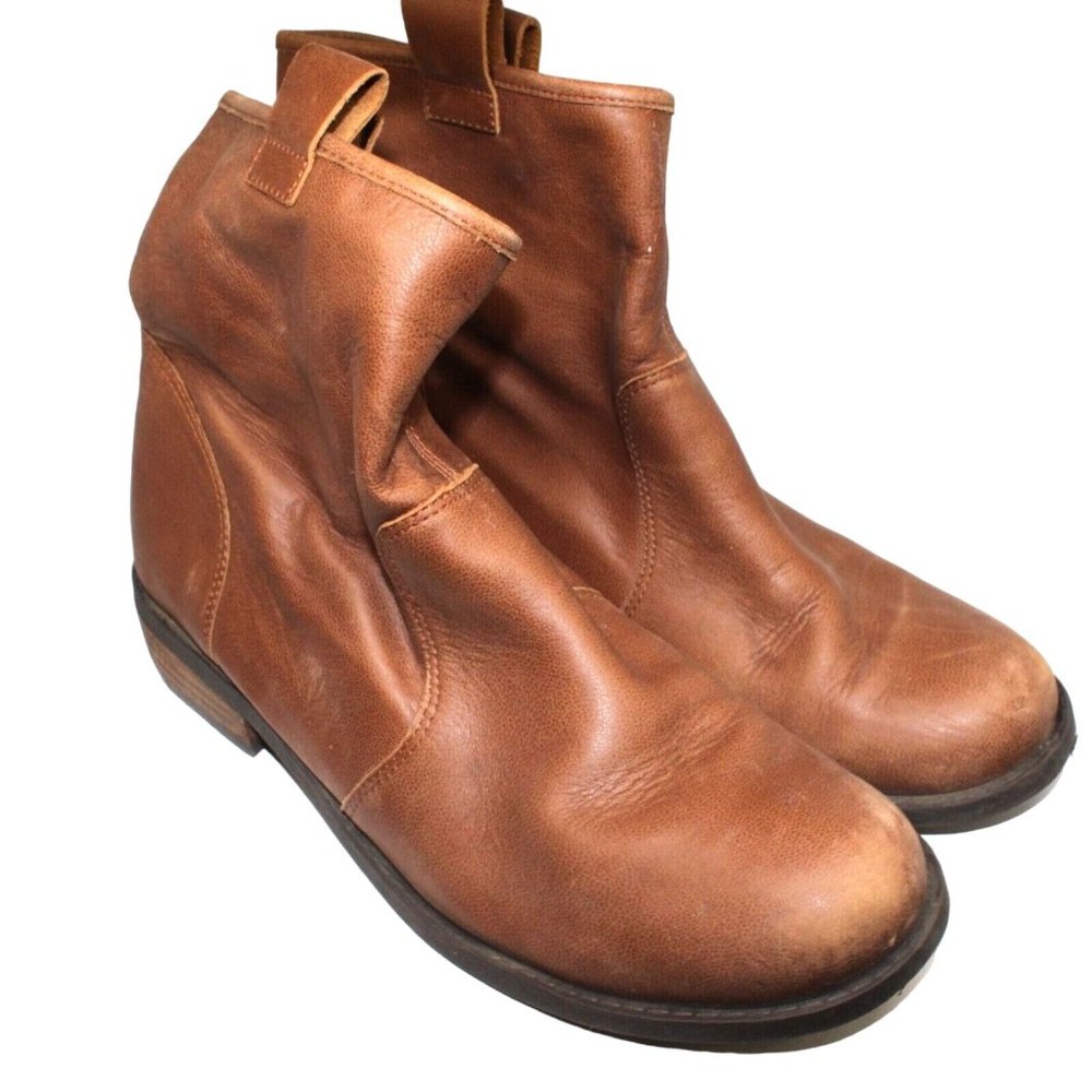 Sole Society Natasha Sz 9.5M Distressed Brown Leather Ankle Pull On Boot Bootie - Picture 3 of 16